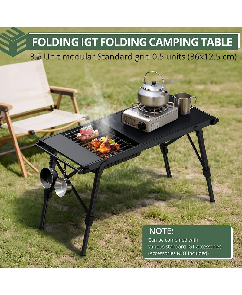 Piscifun Igt Modular Camping Table Adjustable Height Aluminum Portable Outdoor Cooking Bbq