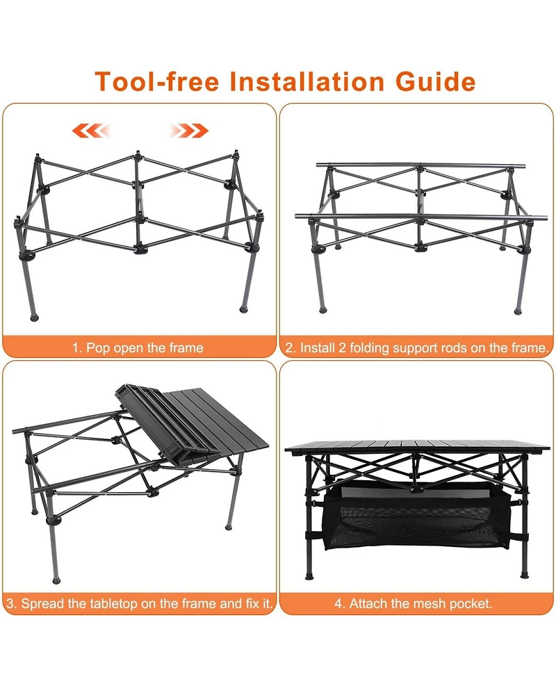 Mountaintop 1Pc Folding Camping Table Portable Aluminum Roll-up Picnic Bbq Desk with Carrying Bag Heavy Duty Outdoor Beach Backyard Party Patio