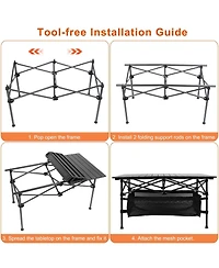 Mountaintop 1Pc Folding Camping Table Portable Aluminum Roll-up Picnic Bbq Desk with Carrying Bag Heavy Duty Outdoor Beach Backyard Party Patio