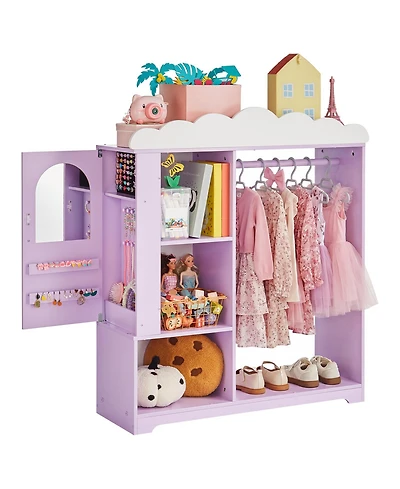 Gouun Kids Dress Up Storage Armoire with Jewelry Cabinet and Two Play Mirrors