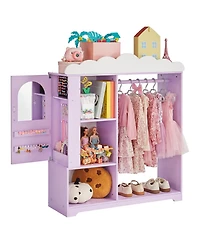 Gouun Kids Dress Up Storage Armoire with Jewelry Cabinet and Two Play Mirrors