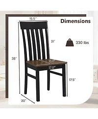 Gouun Set of 2 Armless Dining Chairs with Slatted High Backrests and Bentwood Frame