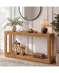 Tribesigns 63" Solid Wood Console Table, 2-Tier Entryway Table