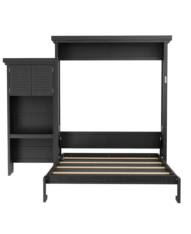 Streamdale Furniture Queen Size Murphy Bed with Shelves and Louvered Style
