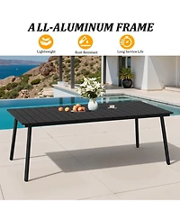Pellebant Outdoor Rectangle Aluminum Dining Table with Umbrella Hole