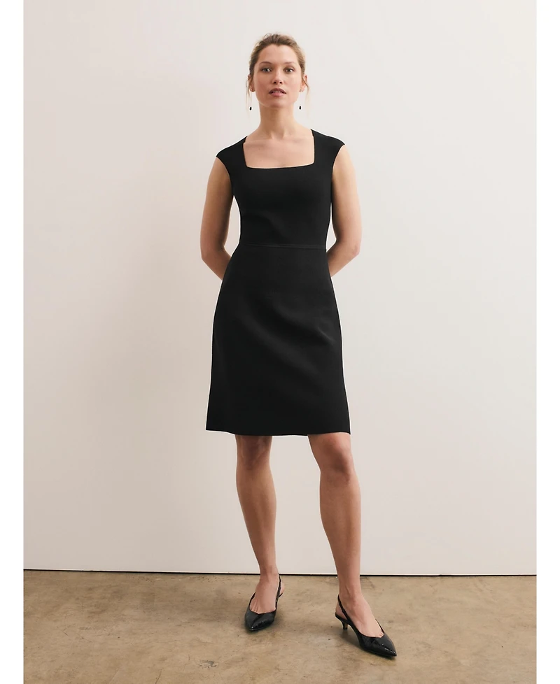The Fold Women's Sculptural Square Neck Sheath Dress