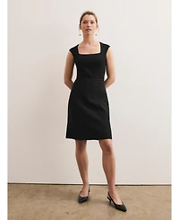 The Fold Women's Sculptural Square Neck Sheath Dress