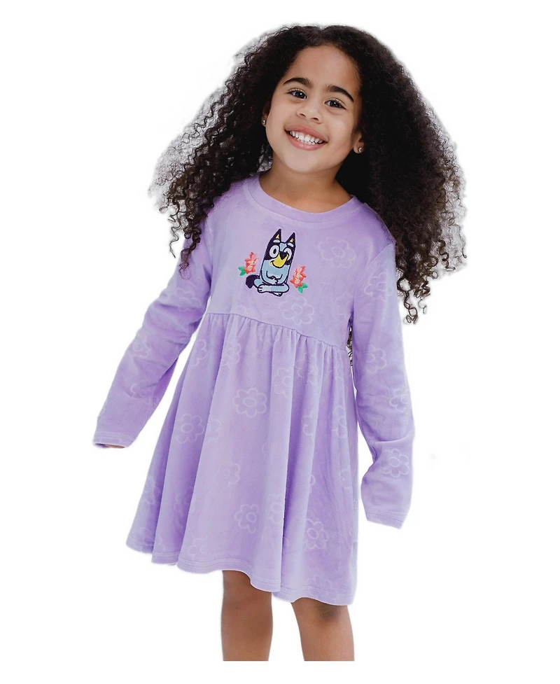Bluey Toddler Girls (2T-5T) Velour Skater Dress