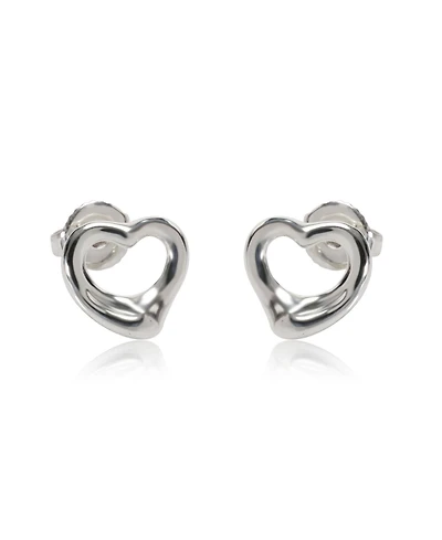 Pre-Owned Tiffany & Co Sterling Silver Elsa Peretti Open Heart Earrings