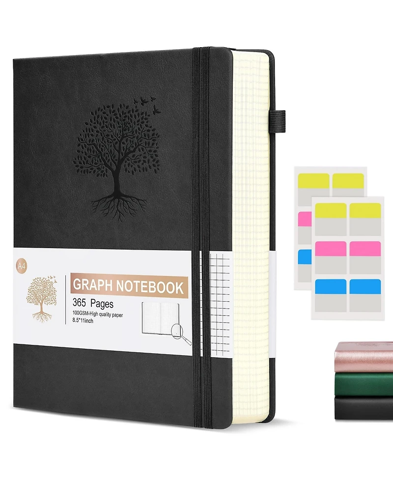 Danrong 365 Page A4 Lined Hardcover Journal Thick Ruled Paper with Closure Band and Pocket