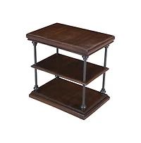 Jofran Larson Modern Industrial Solid Wood Chairside End Table with Storage
