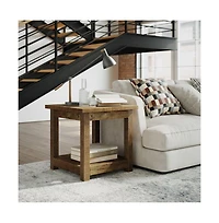 Jofran Reclamation Rustic Solid Wood Square End Table with Storage Shelf