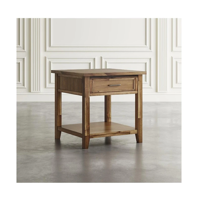 Jofran Claremont Transitional Rustic Wood Square End Table with Storage
