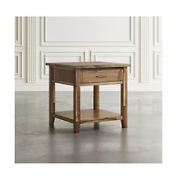 Jofran Claremont Transitional Rustic Wood Square End Table with Storage