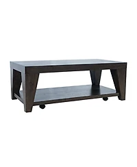 Jofran Modern Contemporary 50" Coffee Table with Storage Shelf and Hidden Casters