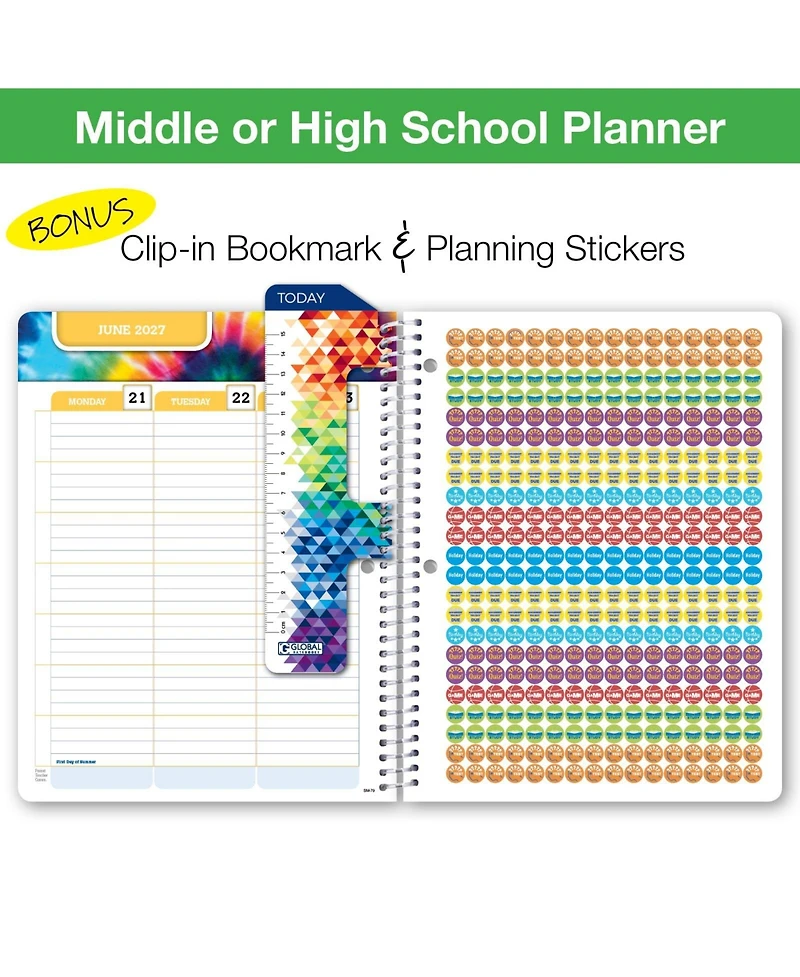 Danrong Middle High School Student Planner Weekly Monthly Academic Matrix With Ruler Bookmark Stickers Study Resource Pages