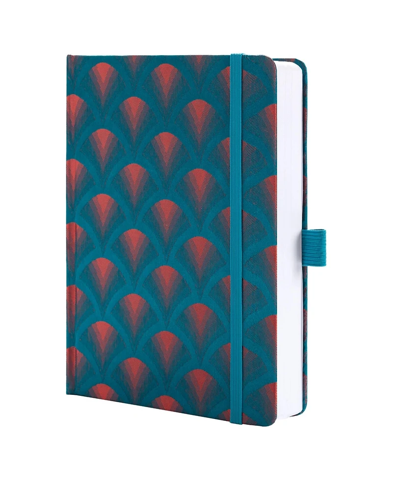 Danrong A5 Lined Fabric Journal Notebook Thick Paper Elastic Closure Pen Loop Back Pocket