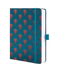 Danrong A5 Lined Fabric Journal Notebook Thick Paper Elastic Closure Pen Loop Back Pocket