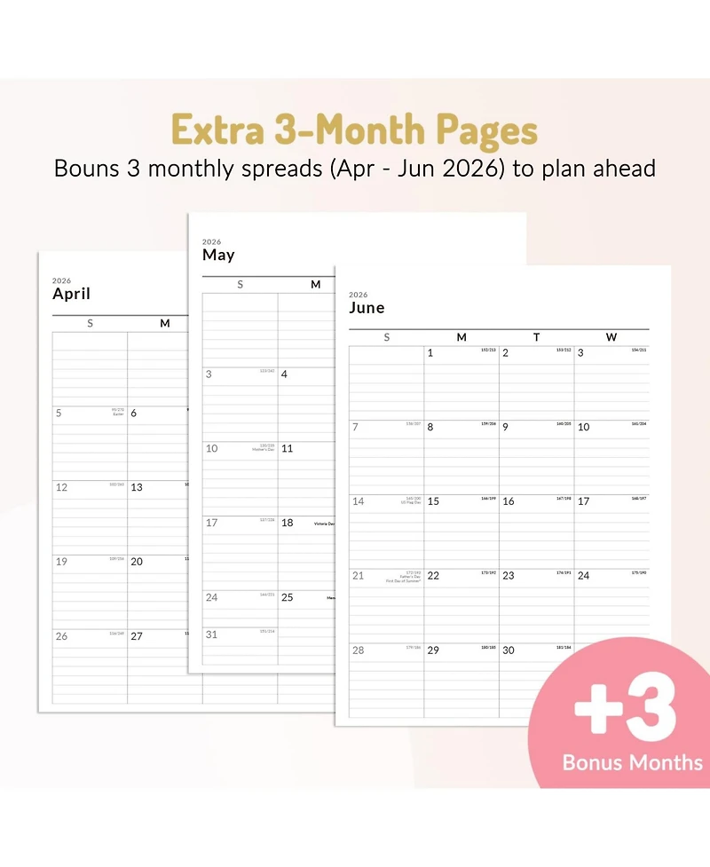 Danrong Academic Planner Hardcover Weekly Monthly Organizer with Tabs