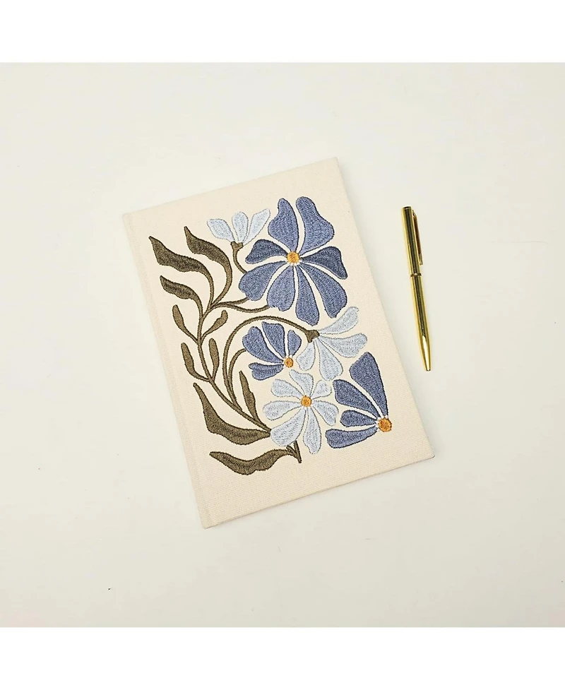 Danrong Embroidered Canvas Hardcover Journal Lined Pages