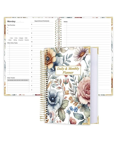 Danrong Undated Daily Planner Hardcover Hourly Schedule To Do Lists Habit Tracker Layflat Binding All One Planning Tool