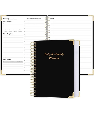 Danrong Undated Daily Planner Hardcover Hourly Schedule To Do Lists Habit Tracker Layflat Binding All One Planning Tool