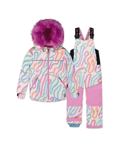 Deux par Toddler Girls ( 2T To 5T ) Two Piece Discover Snowsuit Multicolored Line Print