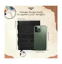 Danrong Leather Journal Tree of Life 7 Chakra Bookmark Handmade Deckle Edge Pages Travel Diary Notebook