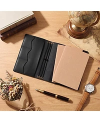 Danrong Genuine Leather Refillable Travel Journal Notebook With Card Slots Pen Holder