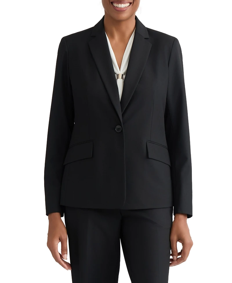 Kasper Women's Machine Washable Bi-Stretch One-Button Blazer, Regular & Petite