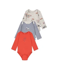 Deux par Deux Baby Boys 3M-24M Three Pack Cotton Onesie Beige Printed Airplanes