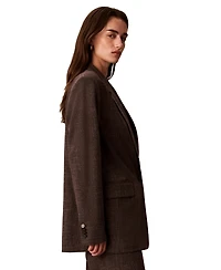 Calvin Klein Women's Boyfriend Windowpane Stretch Blazer
