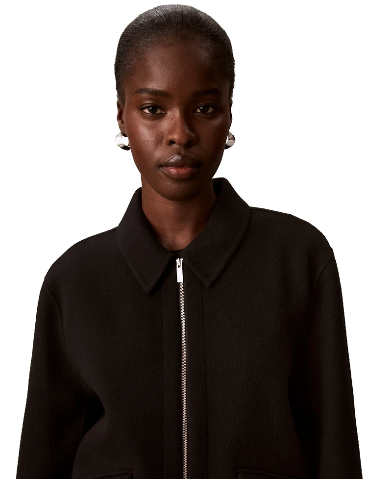 Calvin Klein Women's Zip-Front Unlined Wool-Blend Jacket