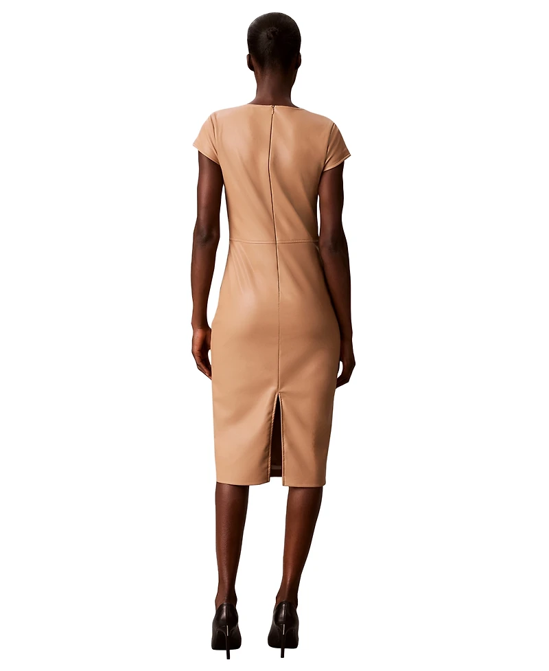 Calvin Klein Women's Cap-Sleeve Sheath Midi Dress