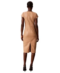 Calvin Klein Women's Cap-Sleeve Sheath Midi Dress