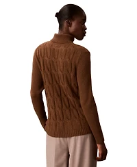 Calvin Klein Women's Lux Cable Knit Wool-Blend Turtleneck