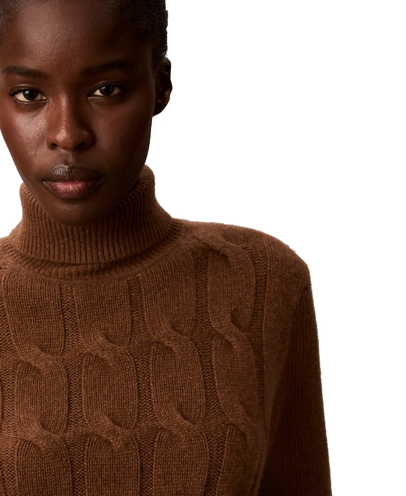 Calvin Klein Women's Lux Cable Knit Wool-Blend Turtleneck