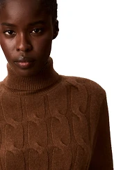 Calvin Klein Women's Lux Cable Knit Wool-Blend Turtleneck
