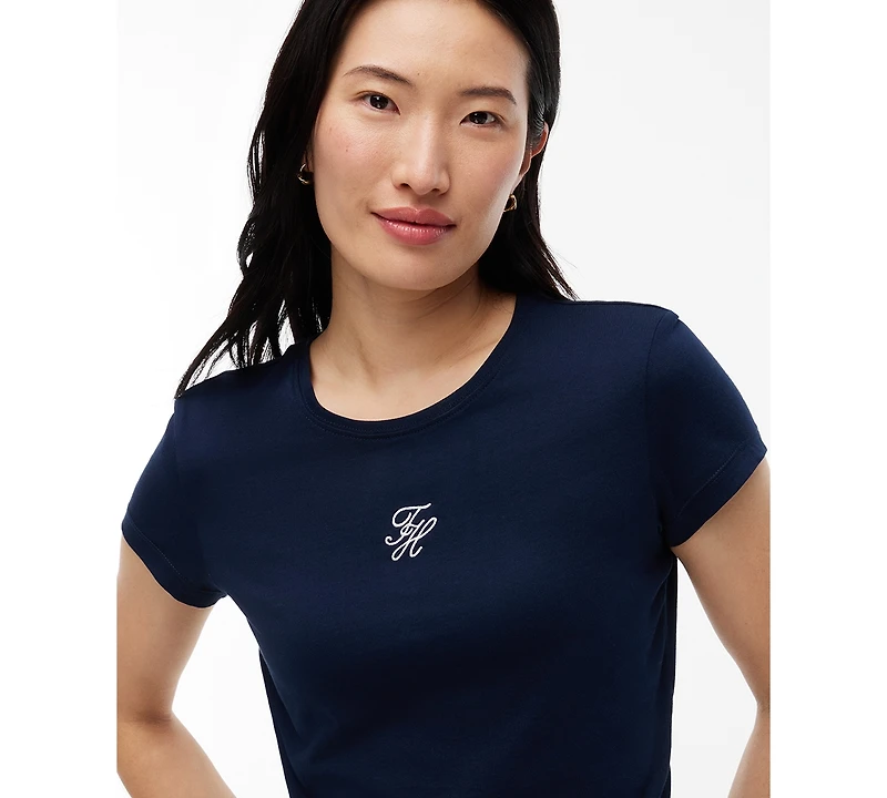 Tommy Hilfiger Women's Script Logo Crewneck Short-Sleeve T-Shirt