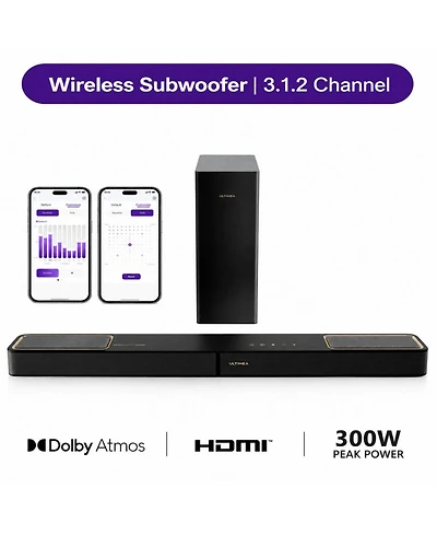 Ultimea Skywave F30 3.1.2ch Sound Bar with Dolby Atmos for Smart Tv, Home Theater, 300W