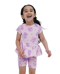 Paw Patrol Baby Girls' Skye Short-Sleeve Peplum Tee and Bike Shorts, 2-Piece Set