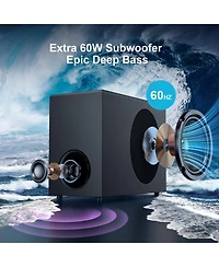 Cowin 120W Sound Bar with Subwoofer 5.0 Bluetooth Soundbar for Smart Tv, 2 in 1 Detachable Tv Sound Bar