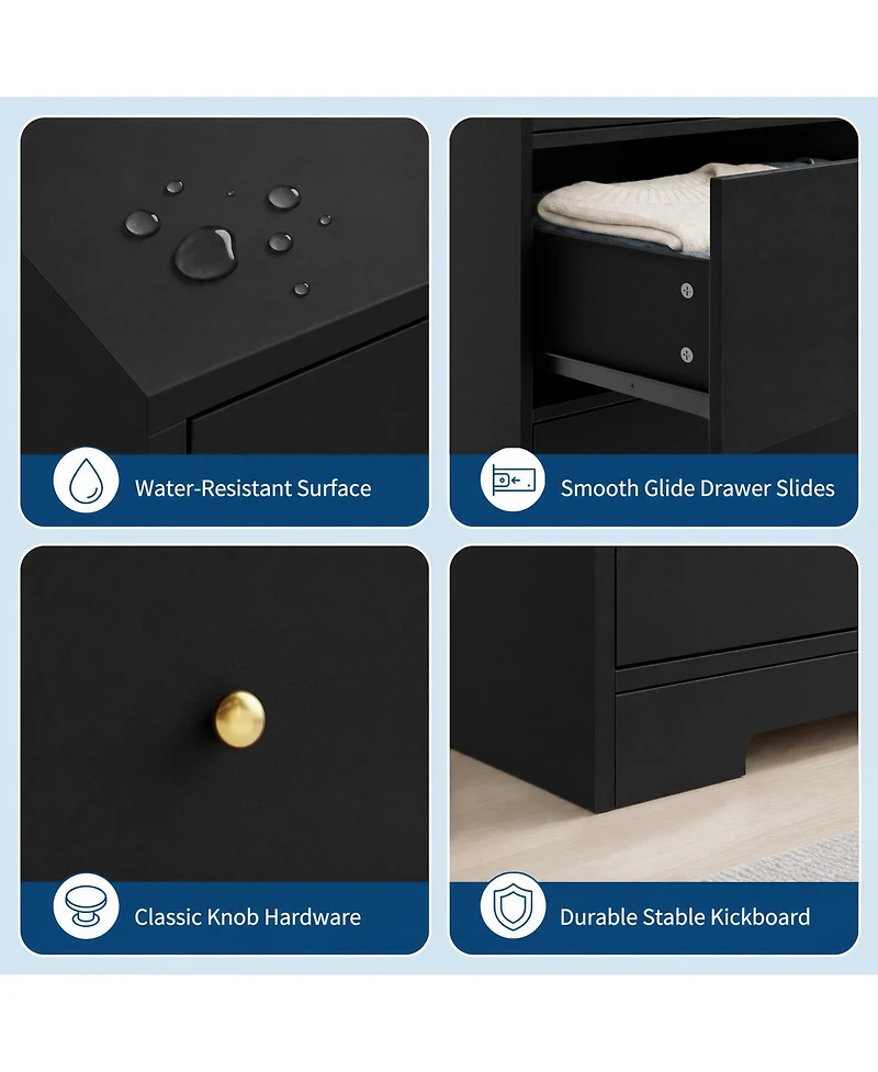 gaomon 5 Drawer Dresser, Modern Vertical Chest of Drawers with Smooth Slides, Slim Tall Storage Organizer for Bedroom Closet Apartment Dorm