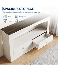 Gaomon 63" Console Table, Entryway Sofa Table with 2 Drawers and Open Storage Shelf, Farmhouse Wood Accent for Hallway, Foyer, Living Room