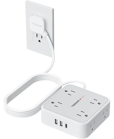Tessan 10-Foot Power Strip with 8 Outlets, 3 Usb Ports and 900J Protection