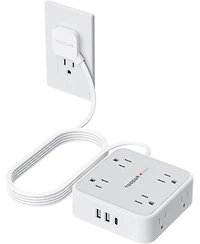 Tessan 10-Foot Power Strip with 8 Outlets, 3 Usb Ports and 900J Protection