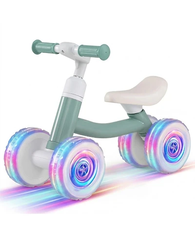 Hongge Baby Balance Bike with Light-Up Wheels and Adjustable Seat and Handlebar, 55 lb. Capacity, Ages 1-3