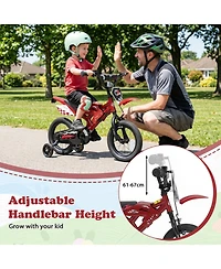 Hongge 12 in Motorcycle-Inspired Kids' Bike with Detachable Training Wheels, 143 lb Capacity, Ages 3-4