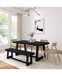 Plank+Beam 7 inch Classic Solid Wood Dining Table Set with Bench and 4 chairs