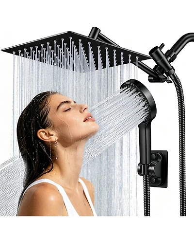 Cyqbd 8" Shower Head Rain Handheld Spray Extension Arm Flow Regulator System